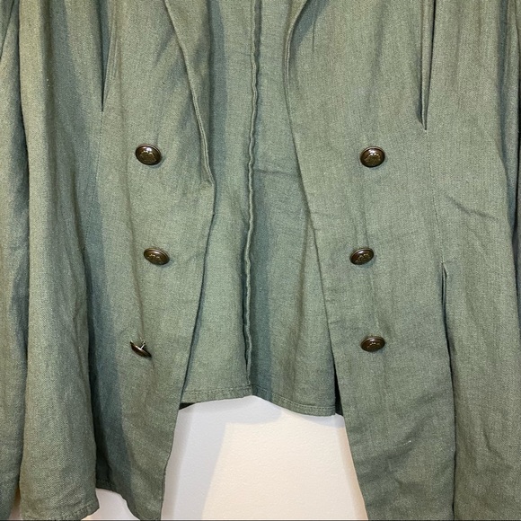 Free People Linen Blend Military Style Blazer Olive Green - Picture 5 of 10